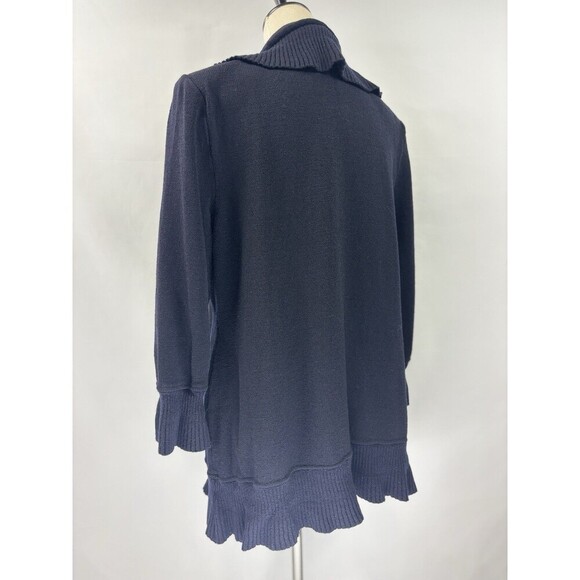 St John Collection by Marie Gray Cardigan Black 12 Ruffle Knit Tie Front - Picture 2 of 11